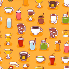 Vector cartoon non alcoholic drinks seamless background