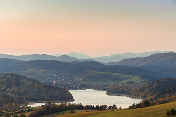 Dawn in Polish  Bieszczady Mountains wich is a part of the Carpathian Mountain 