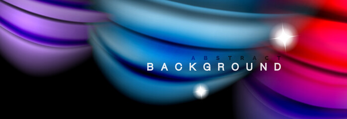 Mixing color waves on black, liquid flowing shapes