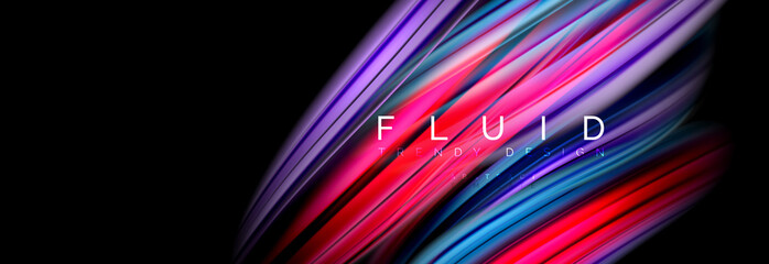 Mixing color waves on black, liquid flowing shapes