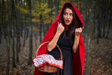 Red Riding Hood cosplay in the forest