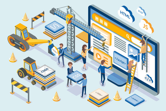 Web Development People Set Vector Illustration