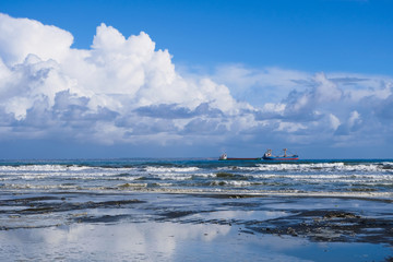 Beautiful clouds and blue sky seen from Finikoudes beach in Larnaca