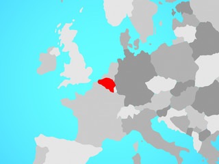 Obraz premium Belgium on blue political globe.