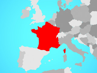 Fototapeta premium France on blue political globe.