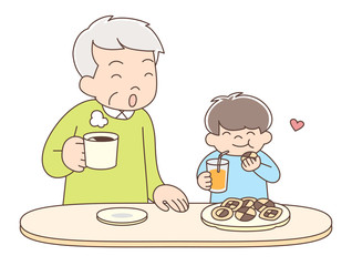 コーヒータイム_おじいちゃんと孫1