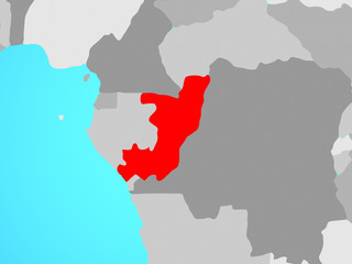 Congo on blue political globe.