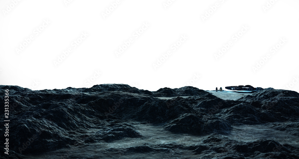 Poster Astronauts exploring an asteroid 3D rendering elements of this image furnished by NASA