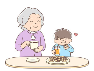 コーヒータイム_おばあちゃんと孫1