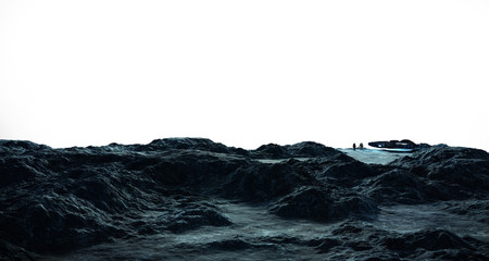 Obraz premium Astronauci badający asteroidę jako elementy renderowania 3D tego obrazu dostarczone przez NASA