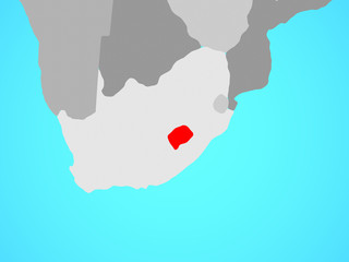 Lesotho on blue political globe.