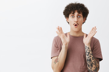 It is gonna be fabulous. Portrait of thrilled joyful and surprised european man with moustache and...