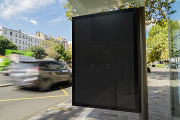 Outdoor bus stop advertisement mockup