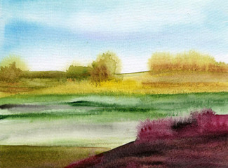 Watercolor illustration of the landscape Colorful watercolor background-abstract texture - 231336333
