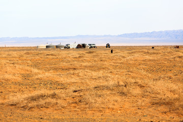 vu sur le camp au pied du desert de gobi en mongolie lors d'un road trip 