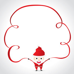 Santa Claus cartoon character holding red ribbon for banner background. Vector illustration Merry Christmas and Happy New Year.
