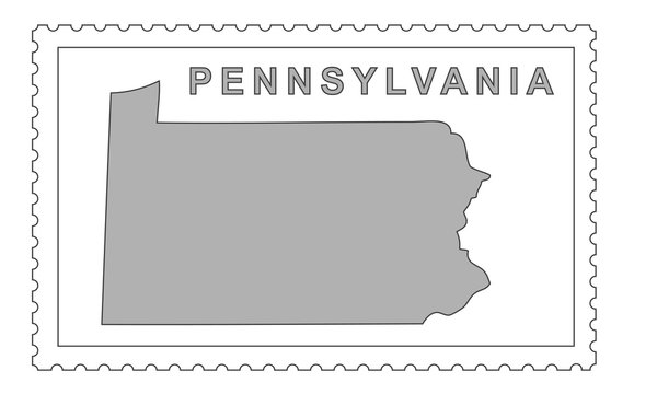 pennsylvania state map on the postage stamp vector