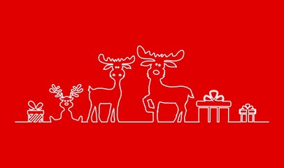 Fototapeta premium Silhouette Christmas Reindeers