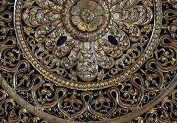 carved golden flower carving sculpture pattern art