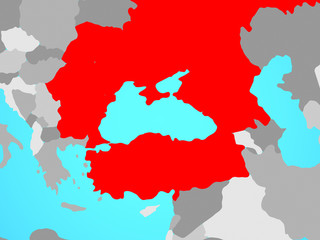 Fototapeta premium Black Sea Region on blue political globe.