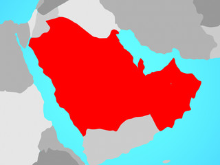 Fototapeta premium CCASG countries on blue political globe.