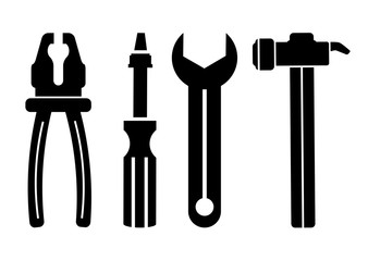 Set of icons of building tools. Vector illustration