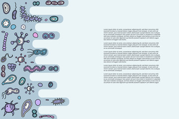 Bacteria cells set composition. Vector illustration.