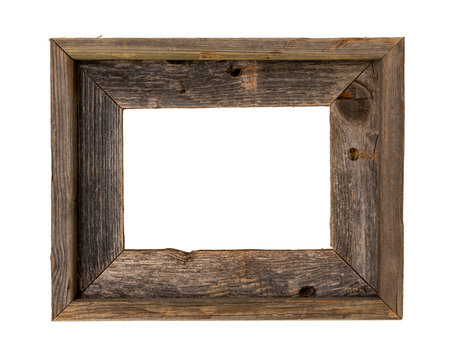 8x10 rustic recycled wood picture frame isolated on white with clipping path at ALL sizes.