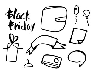 Black Friday vector text with decoration.