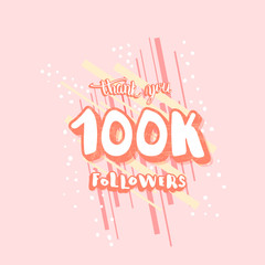 100k followers thank you. Vector social media template.