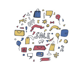 Sale objects for promotion. Vector illustration.