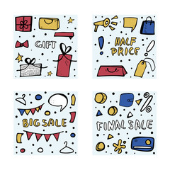 Sale objects for promotion. Vector illustration.