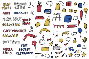 Sale objects for promotion. Vector illustration.