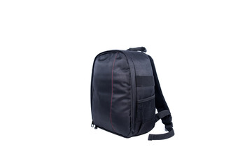 Naklejka premium Empty black photo bag. Isolated on white background