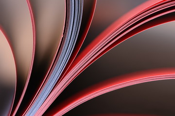 Closeup of opened magazine pages focused on edges