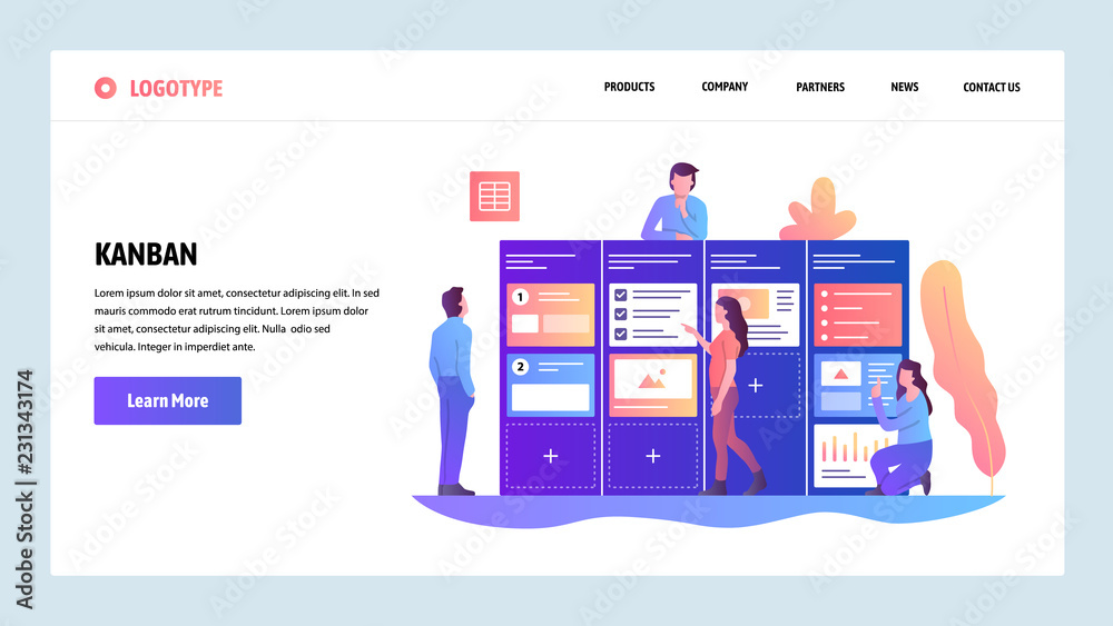 Wall mural vector web site design template. agile project management and scrum task board. agile software devel