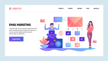 Vector web site design template. Digital and email marketing. Landing page concepts for website and mobile development. Modern flat illustration.