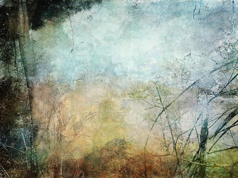 Abstract Painterly Landscape Background with Space for Text