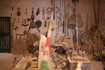 Scopello, Italy - September 04, 2018 : View of Tonnara di Scopello tools room