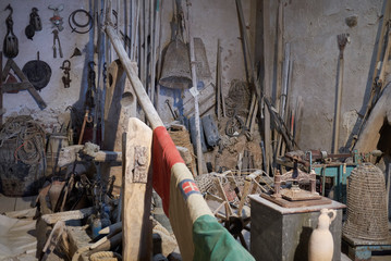 Scopello, Italy - September 04, 2018 : View of Tonnara di Scopello tools room