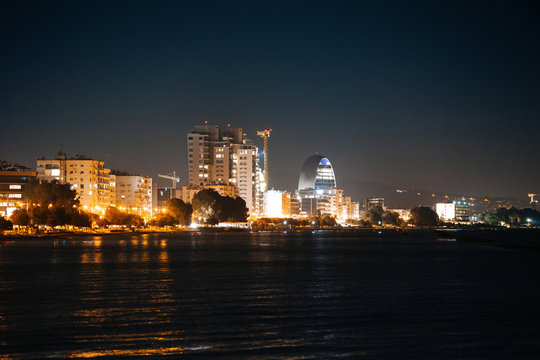 Panorama of Limassol city at night