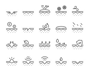set of skin line icons, facial sun block icon, facial mask