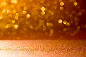 gold glitter vintage lights bokeh abstract background.