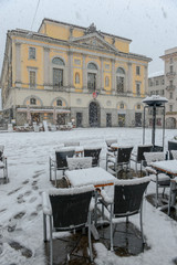 Riforma square with town hall at Lugano in Switzerland
