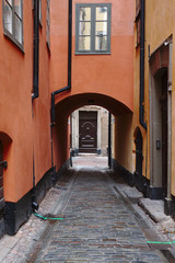 Gamla stan or old street of stockholm