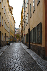 Fototapeta na wymiar Gamla stan or old street of stockholm