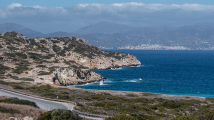 Fototapeta na wymiar Distant view of Agios Nikolaos, NE Crete