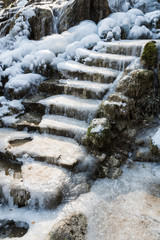 Vereiste Treppe am Uracher Wasserfall