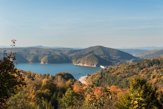 Autumn by Solina Lake in Bieszczady Mountains in Poland.