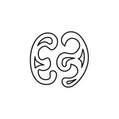 Black & white vector illustration of french curve template. Line icon of curved stencil for drawing, drafting & handicraft work. Isolated on white background